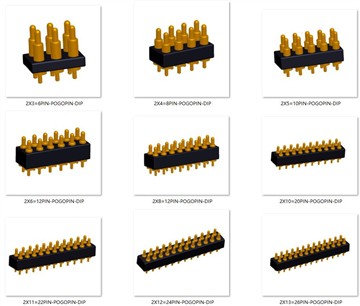 Dwbl Row Gwanwyn Llwytho Pogo Pin Connector