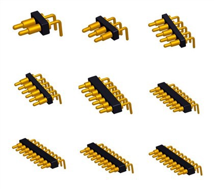 Cysylltydd Pin Pogo Ongl Sywir wedi'i lwytho gan Sping